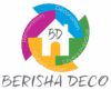 Logo Berisha Deco : maison stylisée entourée des services rénovation, décoration, construction et divers travaux.