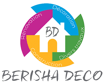 Berisha Deco : Rénovation, Décoration et Construction Logo Berisha Deco : maison stylisée entourée des services rénovation, décoration, construction et divers travaux.